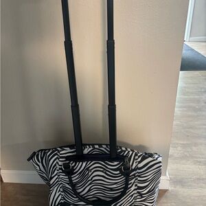 Calpak Black and White Zebra Rolling Travel Bag NWT